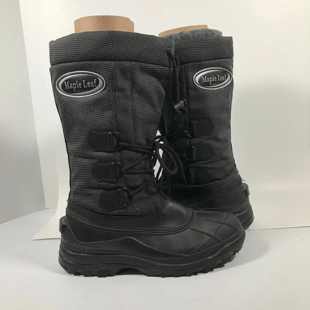Maple Leaf Canada Black Insulated Winter Snow Boots Mens‎ US 7G UK 6.5 EU 40